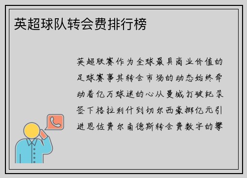 英超球队转会费排行榜